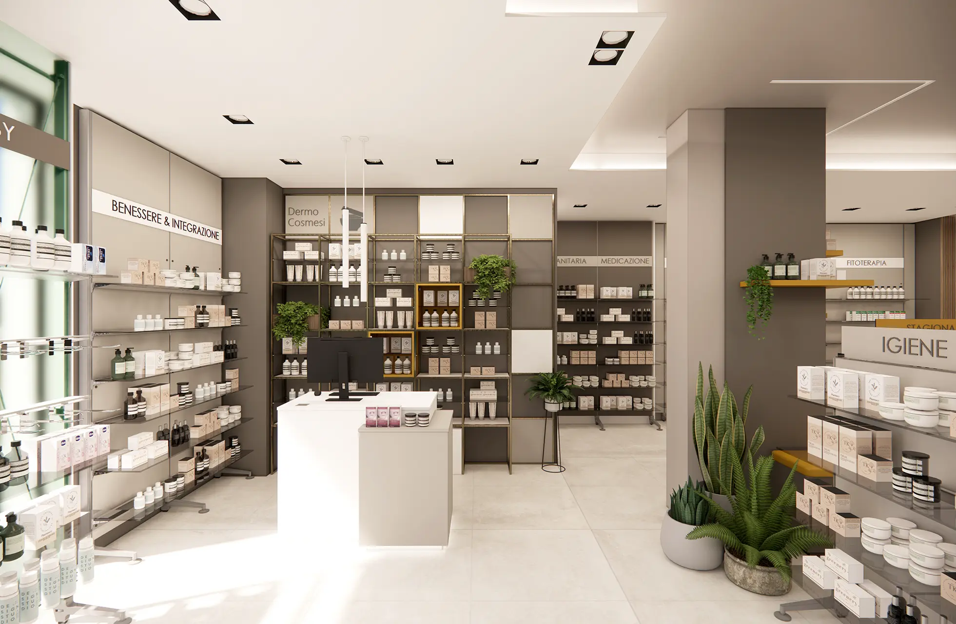 GREEN MESH linea di arredamento per farmacie luminazione integrata - gallery 05