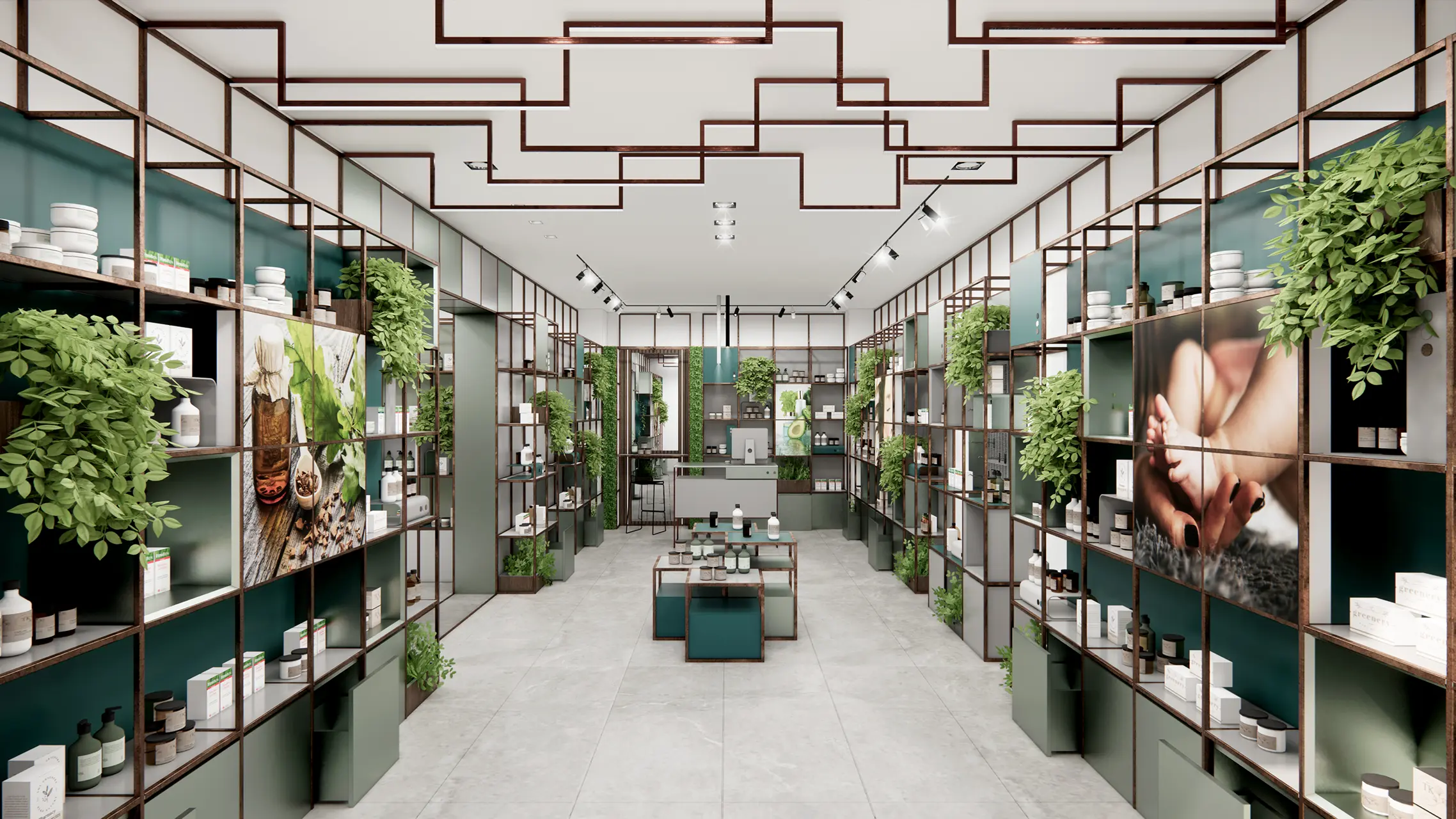 GREEN MESH linea di arredamento per farmacie luminazione integrata - gallery 13