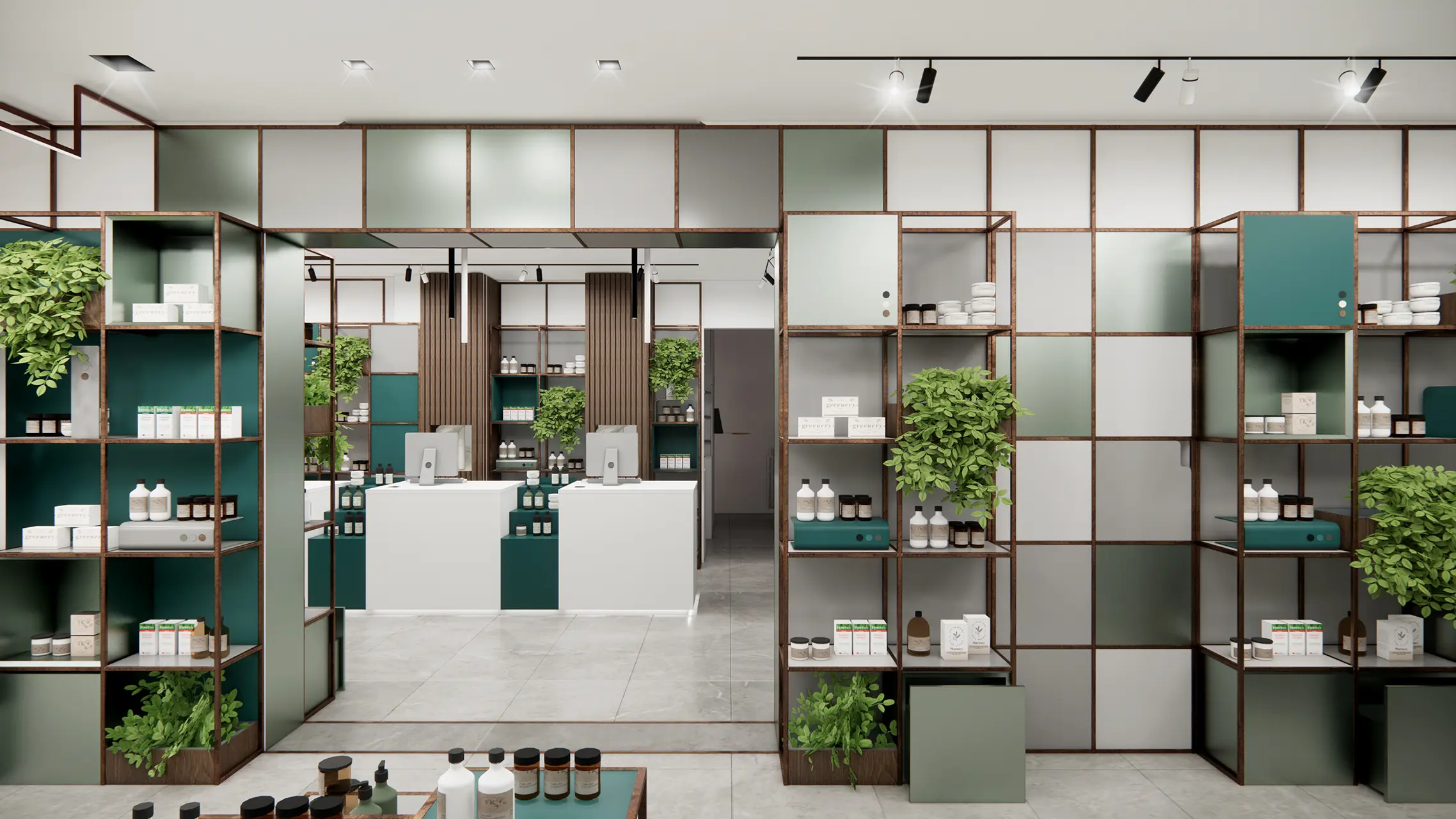 GREEN MESH linea di arredamento per farmacie luminazione integrata - gallery 15